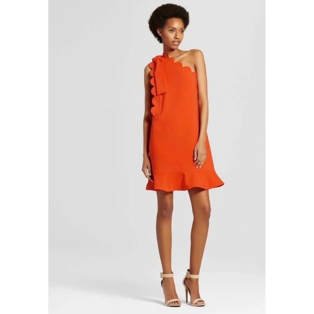 Victoria Beckham for Target Orange One Shoulder Bow Mini Dress Size‎ Small NWT